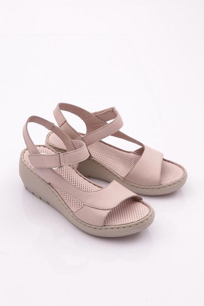 DGN 1002 Model Women - Genuine Leather Silver Ankle Strap Sandals