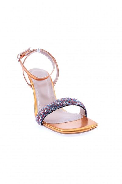 DGN 5161-23y Pantofi cu toc pentru femei Silver Stone, portocaliu metalic