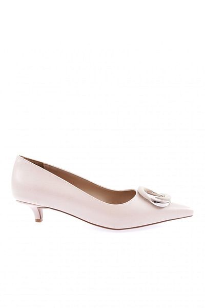 DGN 23y6120-23y Ecru Women's Shoes - Round Metal Accessory, Pointed Toe, Low Heel
