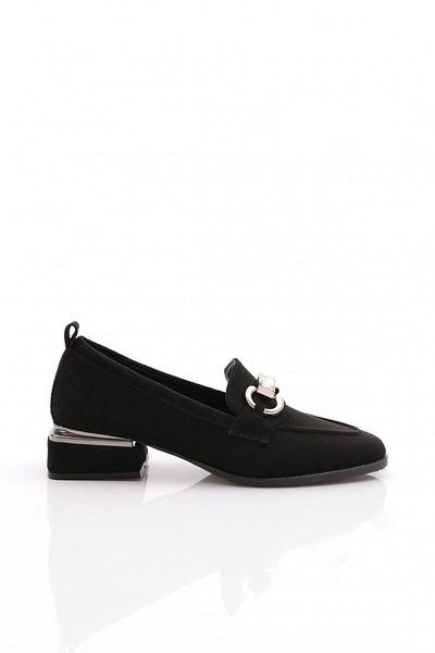 DGN 23113 Loafer-Schuhe aus schwarzem Wildleder für Damen