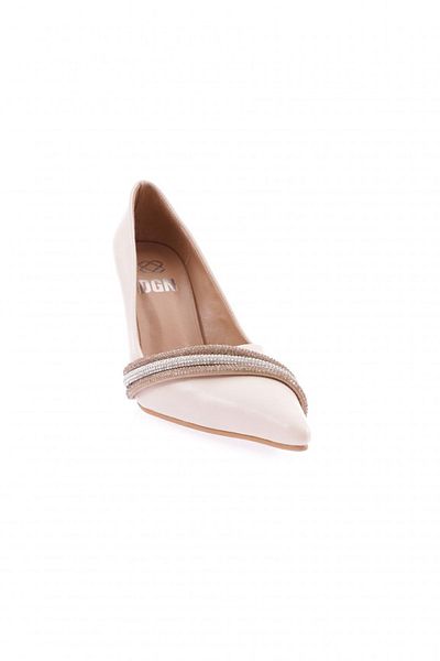 DGN Pantofi de seară cu bandă de piatră argintie de damă, cafeniu 352916162674