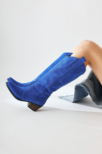 Limoya Γυναικείες μπότες Lhena Blue Suede Western Pull-On