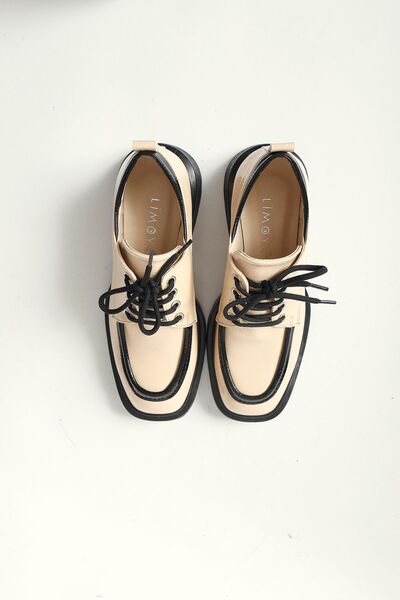 Limoya Niven Beige Wrinkled Patent Leather Black Detailed Moccasin, Women's Loafer Shoes Opportunity Product