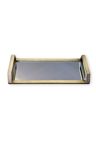Metalist Tasarım Antique Gold Colored Delight Decorative Mirrored Presentation Tray - 20x40cm