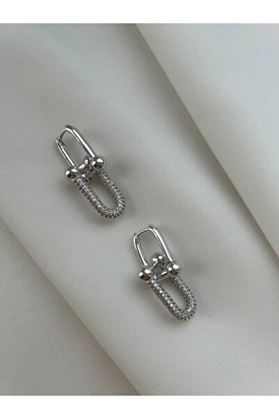 minnejewelry تيفاني نموذج الزركون حجر أقراط فضية اللون