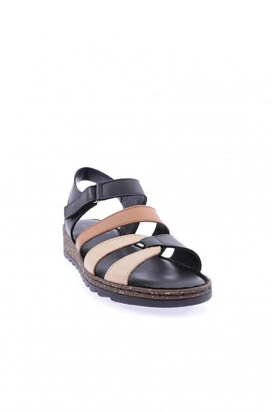 DGN 320-23y Sandale cu velcro cu bretele pentru femei, piele naturală, negru Garni
