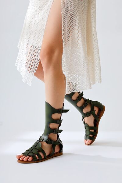 Jilberto Жіночі сандалі Baisa з натуральної шкіри кольору хакі на плоскій під...