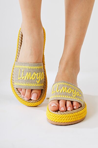 Limoya Vasana Yellow Soft Textured Thick Sole Rope Women's Slippers Opportunity Product
