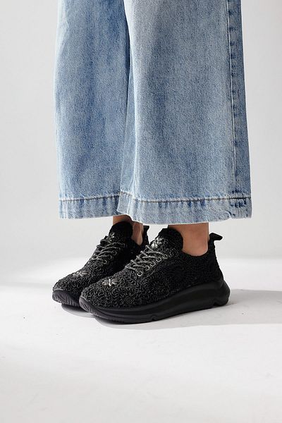 Limoya Pantofi sport pentru femei tricotați cu detalii Matty Black Stone