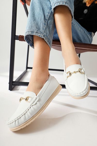 Limoya Tola White Buckle Detailed Women's Casual Shoes