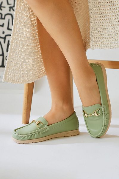 Limoya Pantofi casual de damă cu cataramă verde Tola