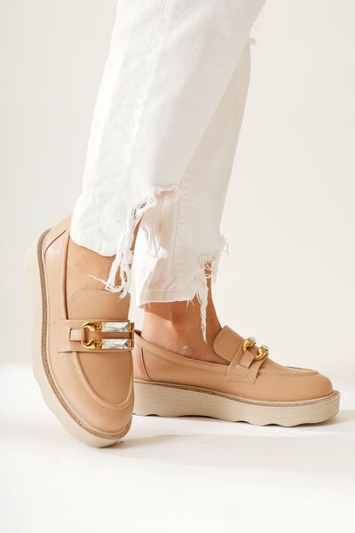 Limoya Leane Nud, Beige Stone Detailed Moccasin, Women's Loafer Shoes Opportunity Product