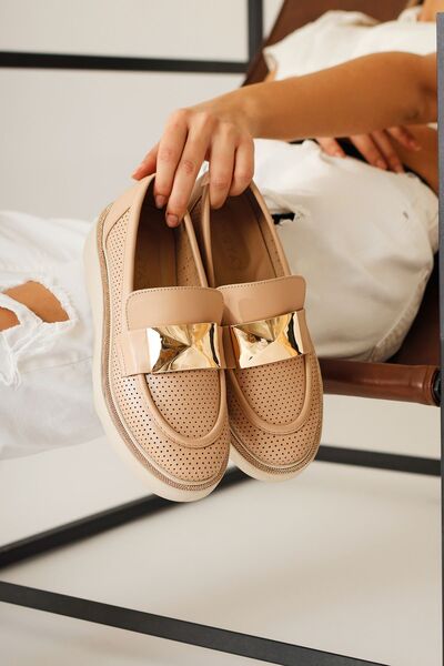 Limoya Khloe Nud, Бежеві туфлі з дірочками, жіночі лофери, вигідна пропозиція