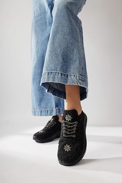 Limoya Pantofi sport pentru femei tricotați cu detalii Matty Black Stone