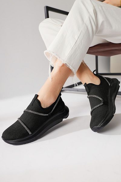 Limoya Pantofi sport pentru femei Lorrie Black Stone cu detalii de piatră
