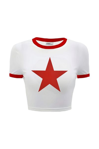 Carpe Crop Trousers with Piping - Red Star