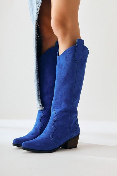 Limoya Γυναικείες μπότες Lhena Blue Suede Western Pull-On