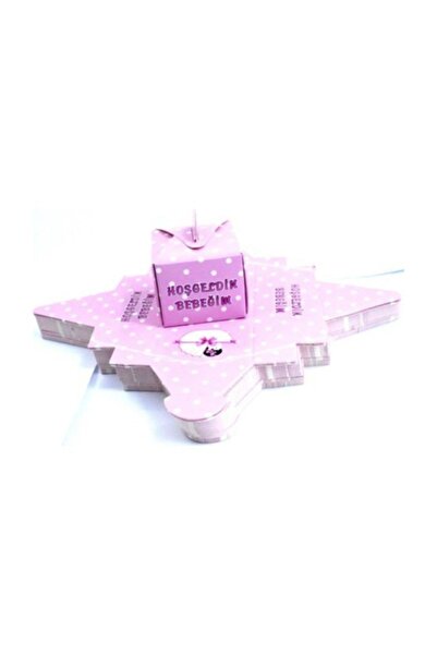 TATLI GÜNLER Partiniseç 50 Adet Kız Hoşgeldin Bebek Lokum Kutusu, Küçük Boş 4x5 cm