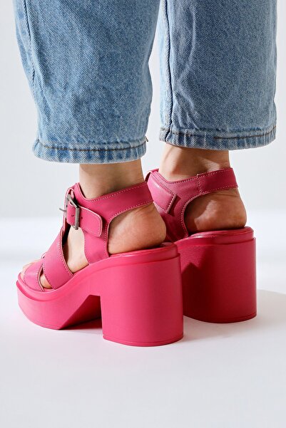 Limoya Silla Fuchsia Three-Stripes Buckle Detailed Thick Sole Platform Women's Sandals Opportunity Product