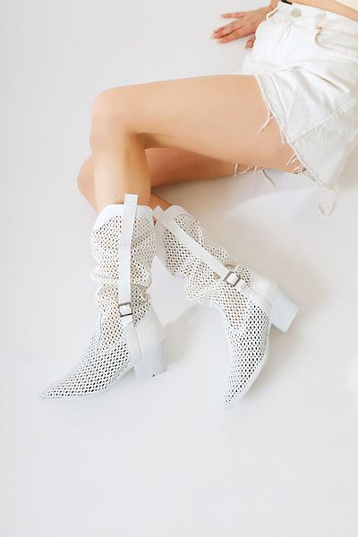 Limoya Καλοκαιρινές γυναικείες μπότες Orietta White Laser Cut Bellows