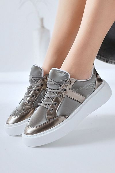 Limoya Pantofi de damă Jakleen Platinum din piele lacuită cu parașuta, pantofi sport pentru femei