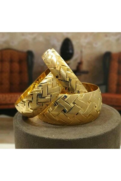 barisiva gold 22 Ayar Altın Kaplama Kadın 3 Cm Eninde Bilezik Modeli 1 Adet F...