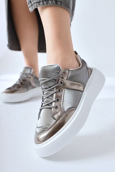Limoya Pantofi de damă Jakleen Platinum din piele lacuită cu parașuta, pantofi sport pentru femei