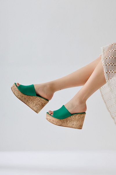Limoya Γυναικείες παντόφλες Riya Green Thick Cork Sole