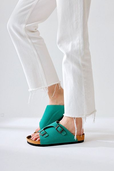 Limoya Γυναικείες παντόφλες Christella Old Suede με διπλή πόρπη με λεπτομέρειες