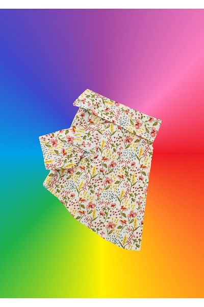 Oli and Lui Dog Shirt - White FLOWER PATTERNED