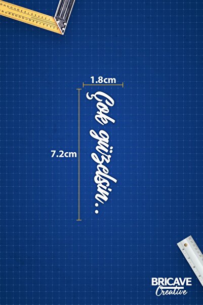 Bricave Çok Güzelsin Güneşlik Ayna Yazısı Araba-Motosiklet Cam Etiket Sticker 7,2x1,8cm