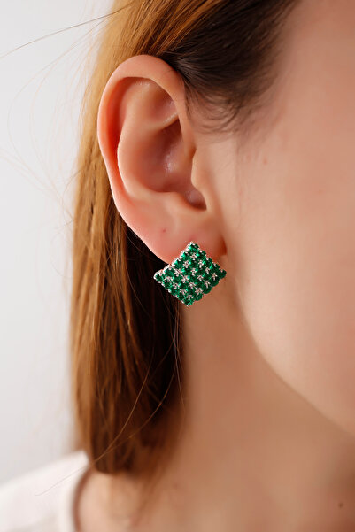 Serelia 5 Sıra Renkli Zirkon Taşlı Kare Su Yolu Küpe