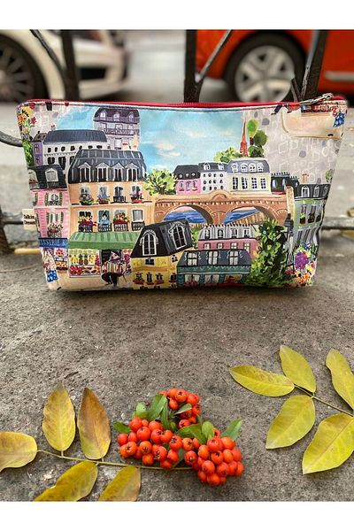 TALKING DREAMS Paris Patterned Large Size Makeup Bag Organizer