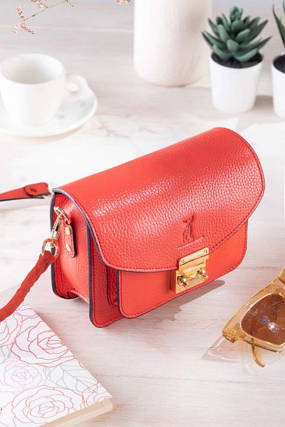 Conceria Pelle Women's Genuine Leather Satchel Bag with Strap