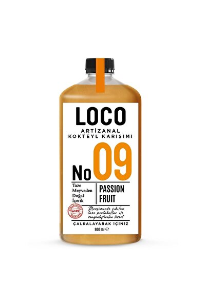 LOCO No 09 Passion Fruit Artizanal Alkolsüz Karışım Taze Sıkma Meyve Kokteyl Mix 900 ml