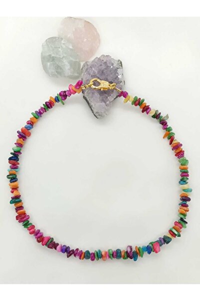 Hanna Design Renkli Sedef Taşı Kolye  ( %100 Natural) -Bereket,Güç,Cesaret