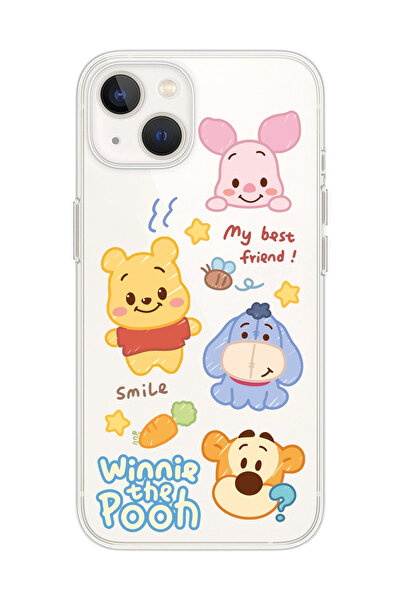 SUPER FRAME Iphone 15 Uyumlu Winnie The Pooh Tasarımlı Şeffaf Telefon Kılıfı
