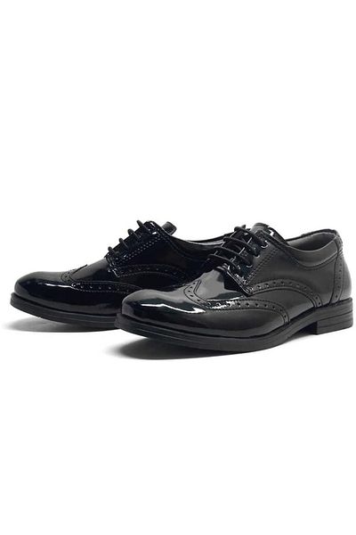 ceocuk Black Patent Leather Circumcision Wedding Tuxedo Rubber Laced Children's Shoes
