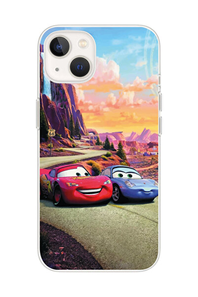 SUPER FRAME Iphone 13 Uyumlu Şimşek Mcqueen Tasarımlı Şeffaf Telefon Kılıfı