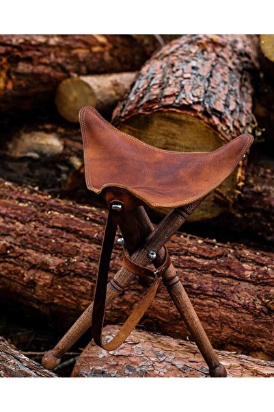 rkn El Yapımı Katlanır Deri Tabure