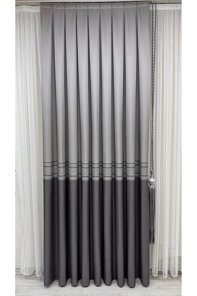 Fon Dünyası Panel Background Curtain Striped Gray Anthracite (Single Wing)