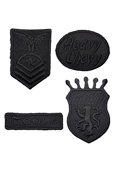 REMSATİC Ütü Ile Yapışan Arma - Patch - Delik Yama Set-1 Modeli Siyah (4'lü Set)