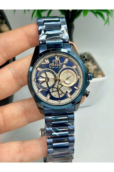Reward Stylish Men's Wristwatch - New Season with Calendar and Steel Band