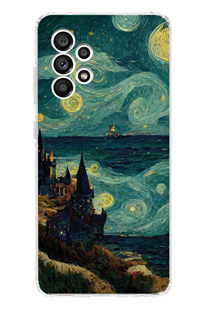 SUPER FRAME Samsung Galaxy A52 Uyumlu Van Gogh Tasarımlı Şeffaf Telefon Kılıfı
