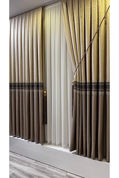 Fon Dünyası Panel Background Curtain Cream Cappuccino (Single Wing)