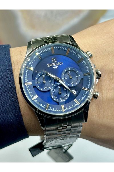 Reward Stylish Men's Wristwatch - New Season with Calendar and Steel Band