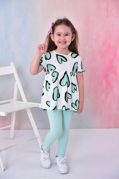 TRENDYOLKIDS Lány menta színű szívmintás kötött készlet - TKDSS24AU00032