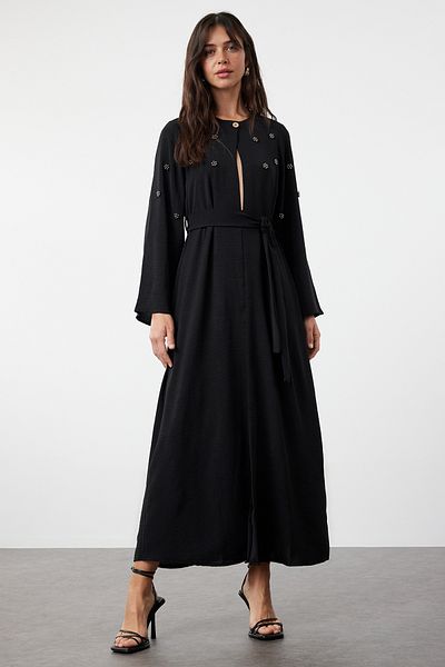 Trendyol Modest Příslušenství Black Belted Stone Tkaná čepice & Ferace & Abaya TCTSS24KF00038