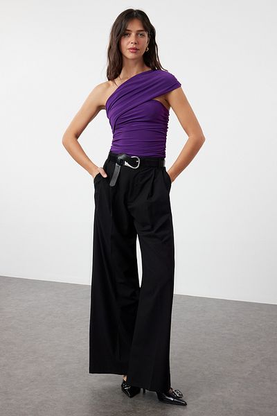 Trendyol Collection Flexible Purple Knitted Blouse - Single Shoulder Derapeli, TWOSS24BZ00214