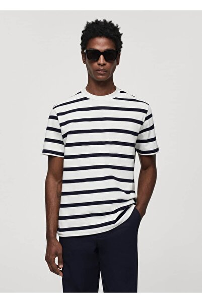 MANGO Man Tricou cu dungi din bumbac